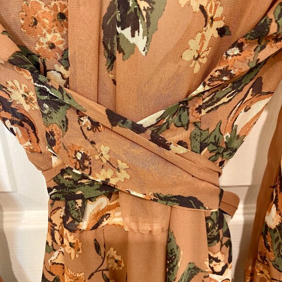 PINK + SOPHIE PINK/MAUVE FLORAL MAXI WRAP DRESS - Picture 6 of 9